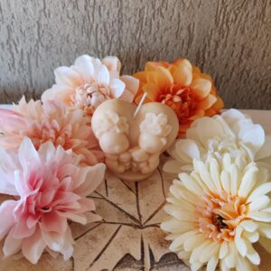 Maci család szívvel formagyertya